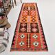 3x11 Orange Tribal Kilim Runner Rug 93x330Cm