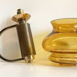 Vintage bubble glass brass applique