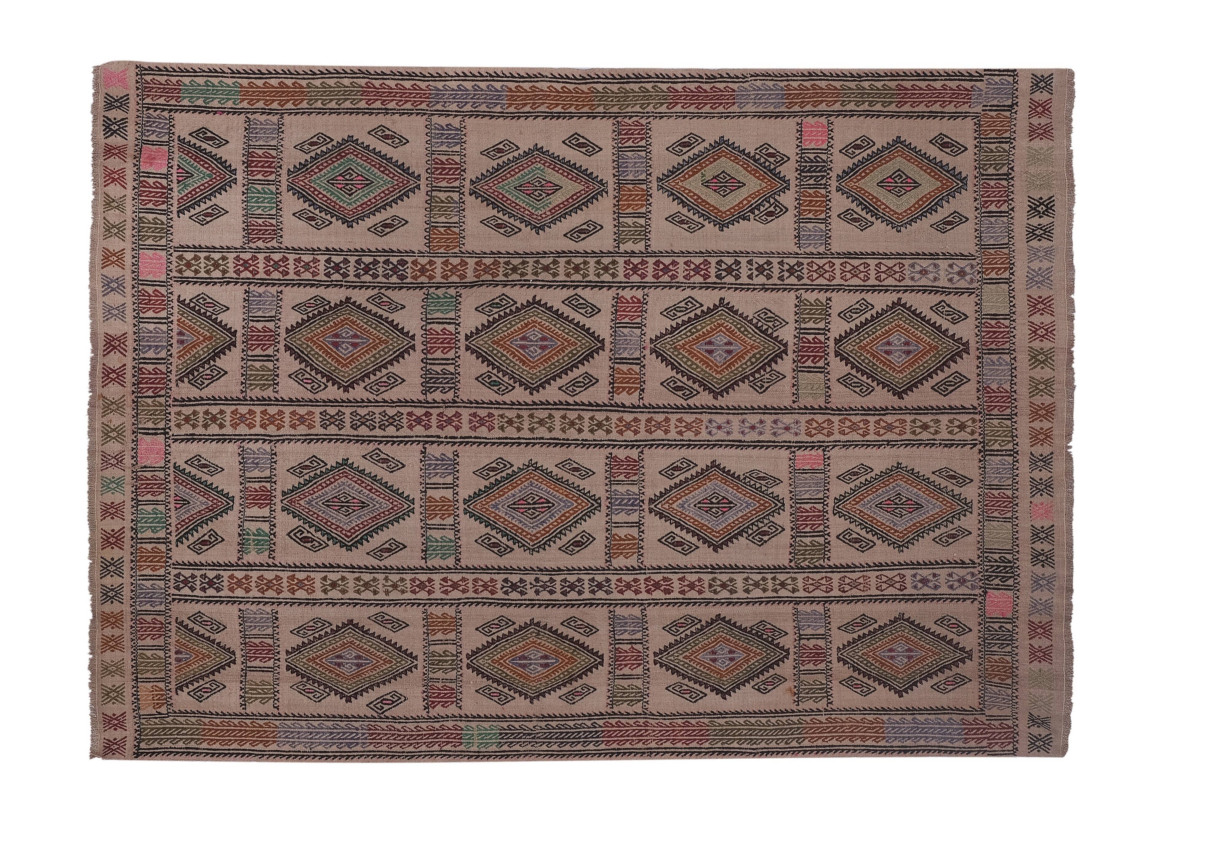 Vintage Turkish rug from Oushak, hand-woven 161x226 cm