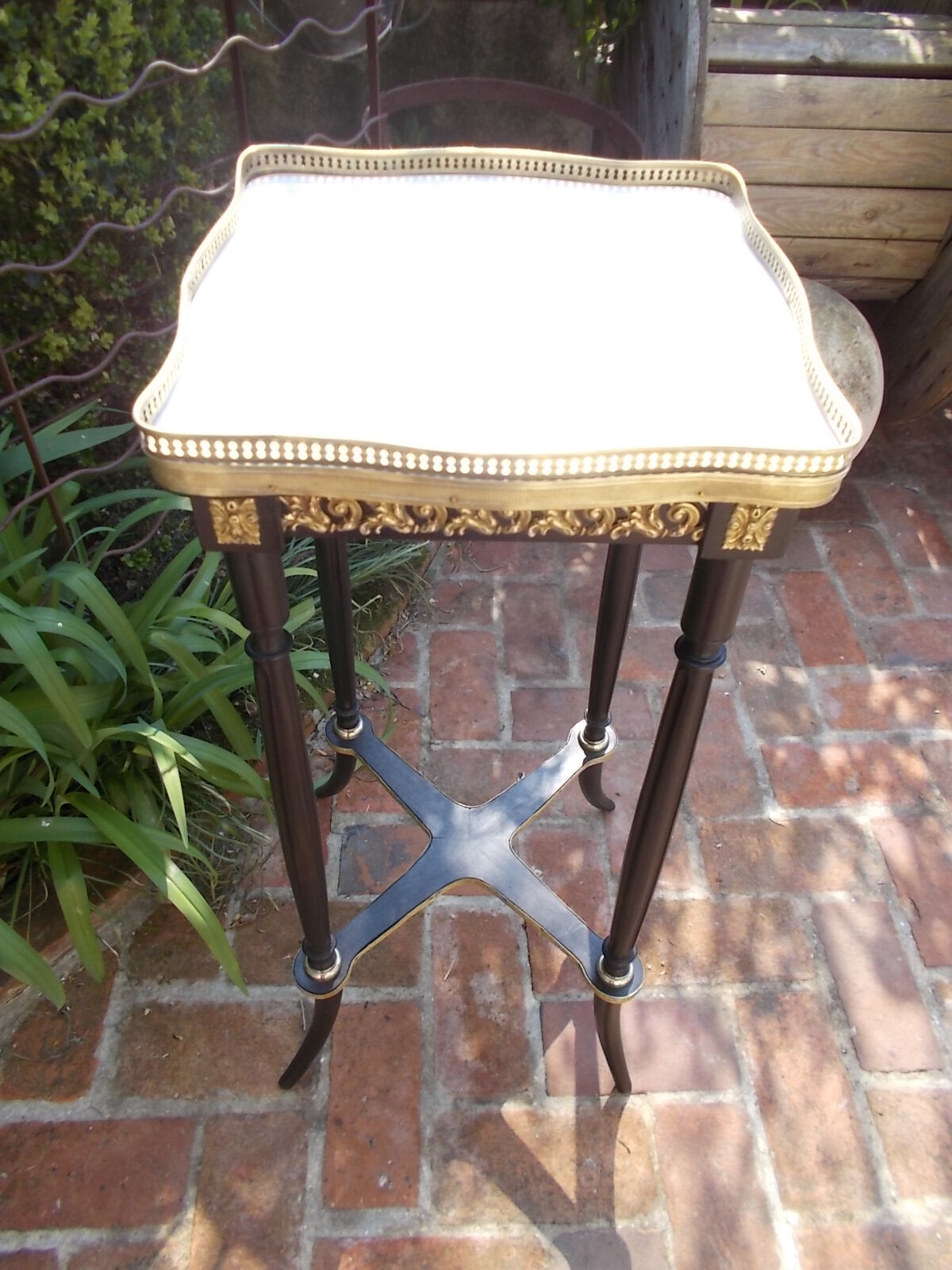 Napoleon III side table with marble top and openwork gallery.