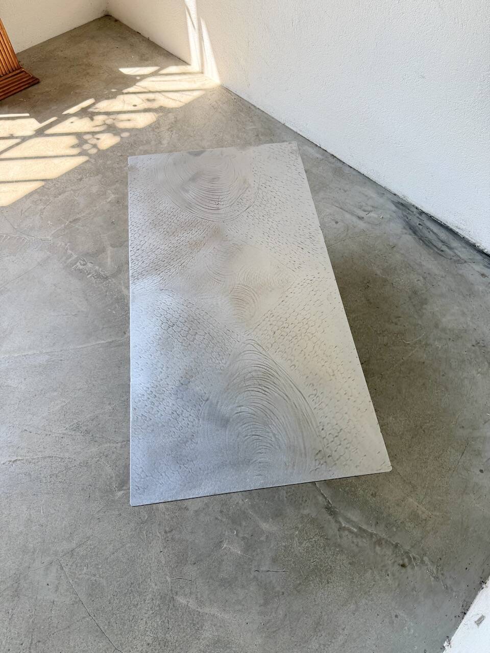 Handcrafted metal coffee table from the 1970s