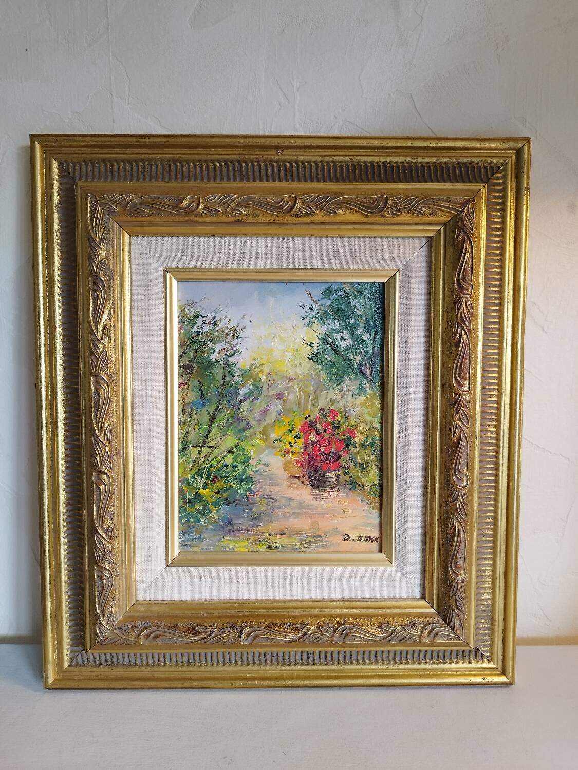 Huile sur toile "Le pot rouge" par D. BAKK