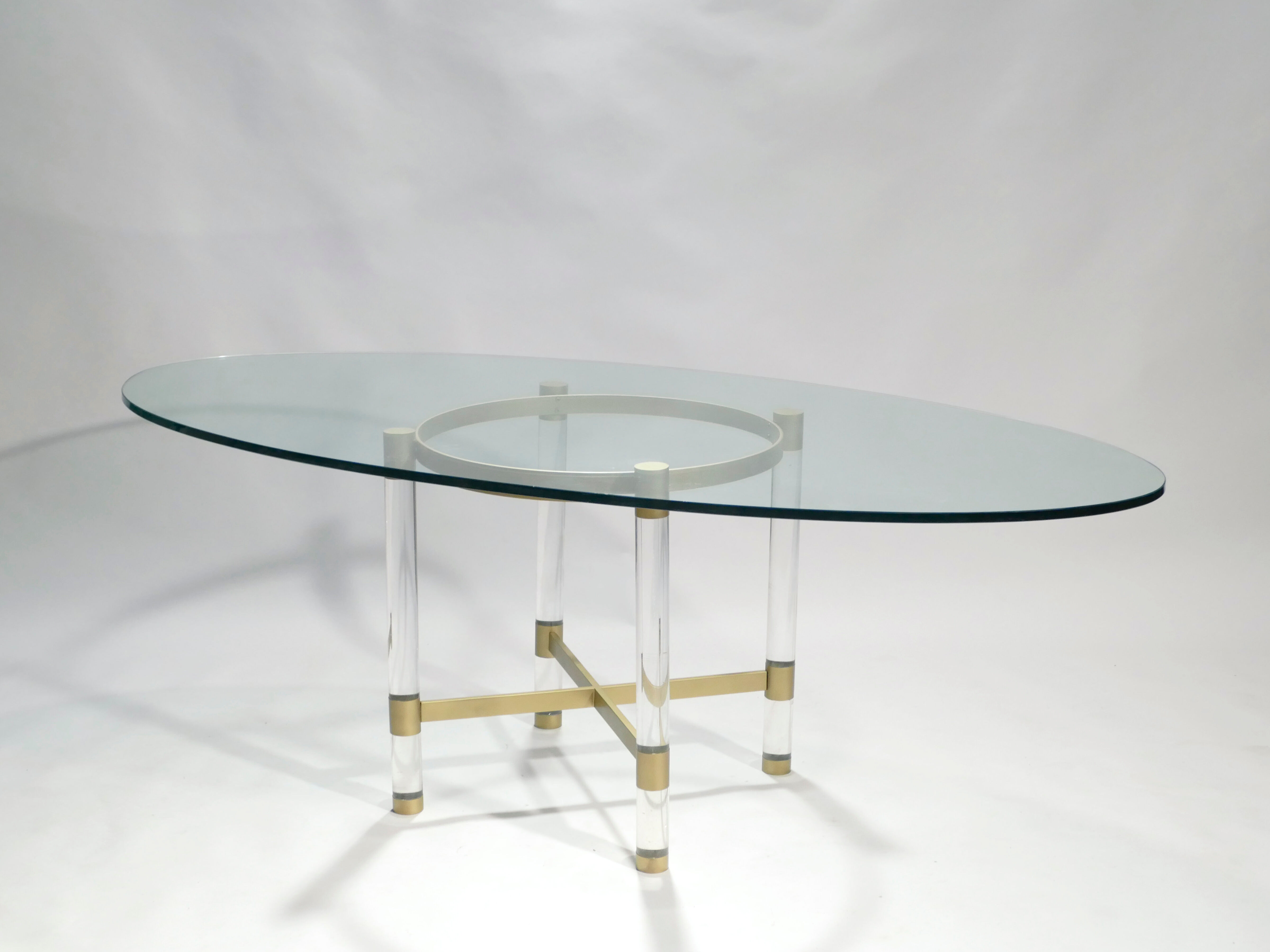 Plexi table Sandro Petti for Metalarte 1970 in brass