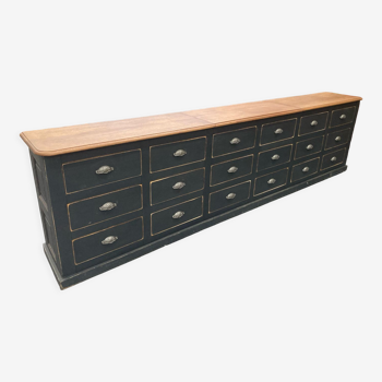 Old furniture with 18 drawers in solid oak