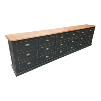 Old furniture with 18 drawers in solid oak