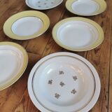 Vintage mismatched yellow and gold soup plates