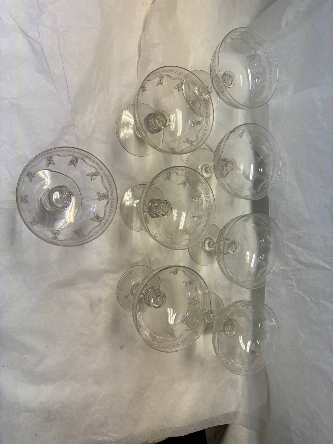 Set of 8 old champagne glasses