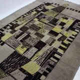 Rare beautiful hand made abstract design wool carpet / rug, 1940s