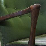 1960s vintage mid-century lounge chair, dark stained oak style of Viggo Boesen