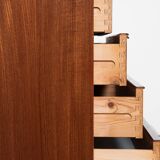 Midcentury Danish chest of 6 drawers in teak 1960s - long drawer handle with 2 handles