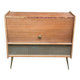 Commode, meuble radio de style scandinave en bois et laiton