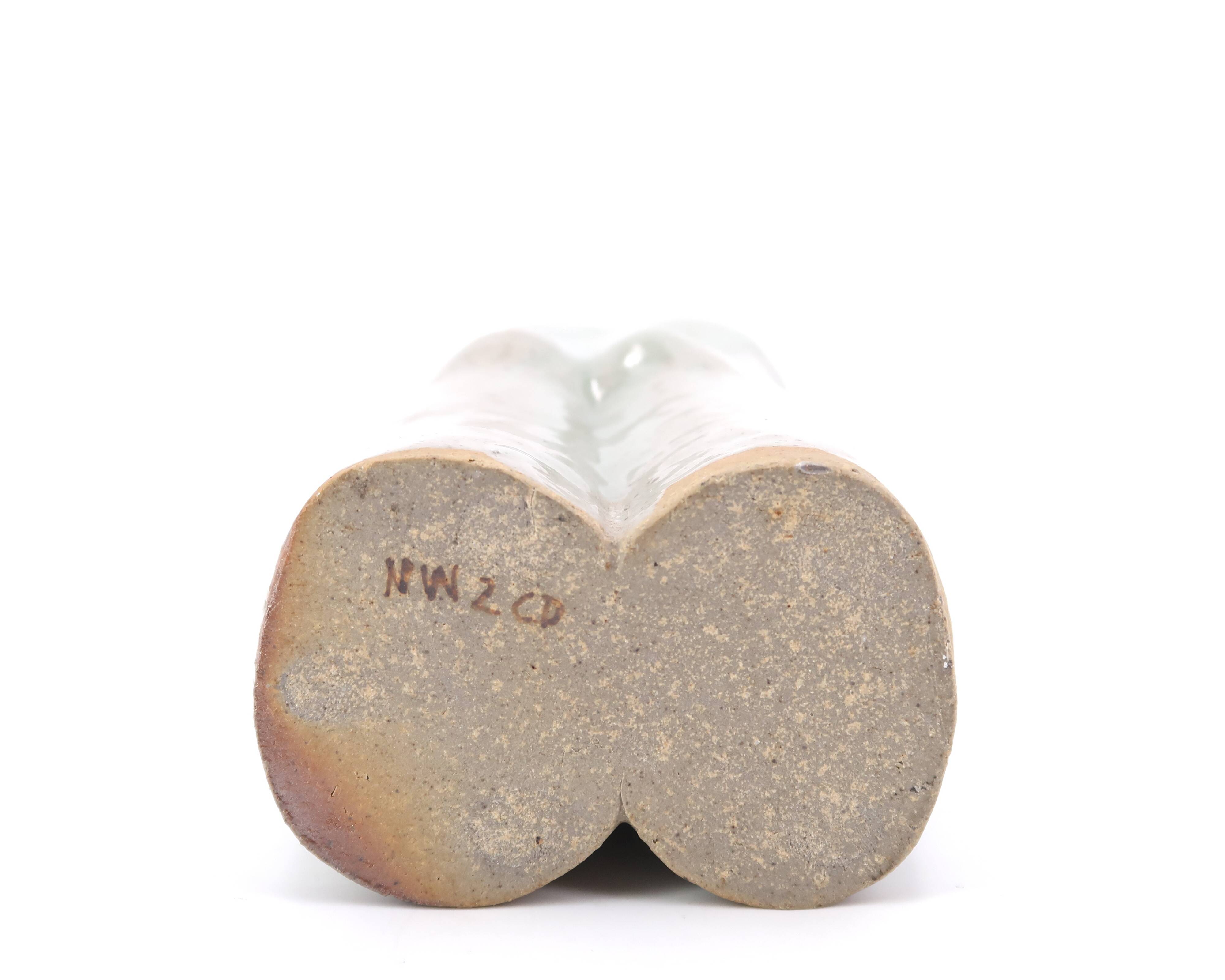 Anthropomorphic Celadon ceramic vase by Martin Hammond