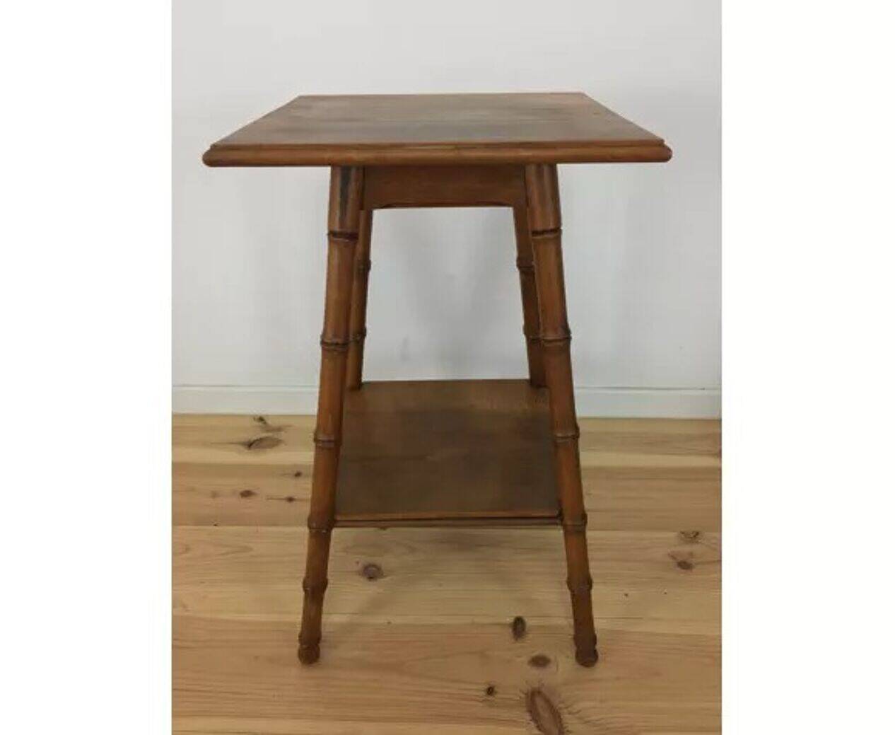 1960 carved bamboo wood side table, pedestal table