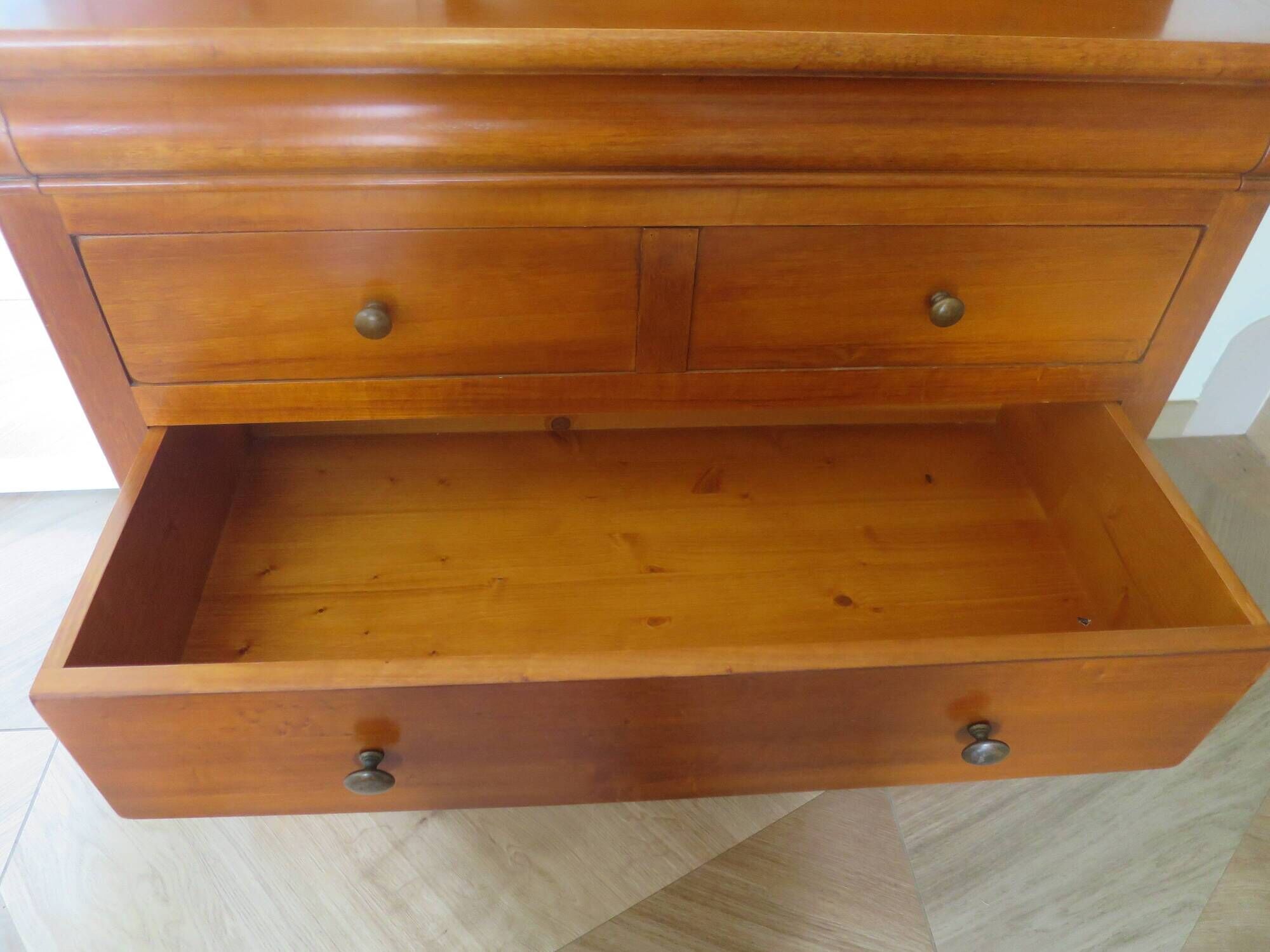 Vintage commode secretary dressing table sliding top 7 drawers cherry wood