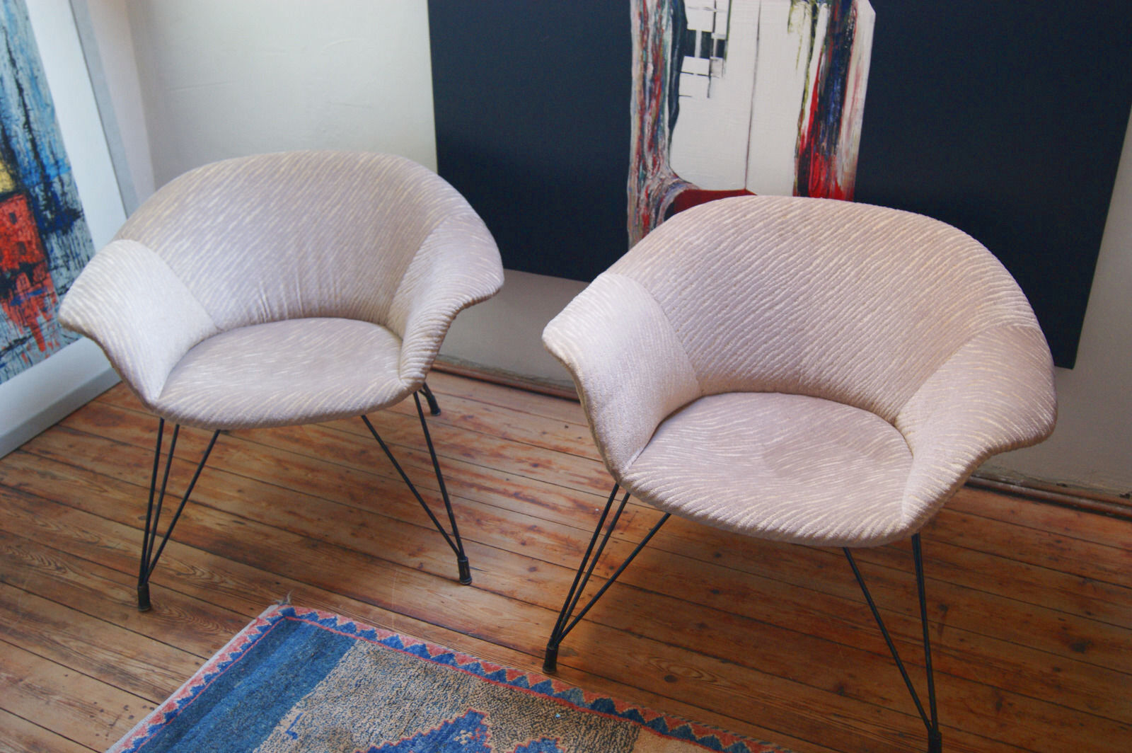 Pair of armchairs shell EGG rare rose PETAL Röthlisberger year 50