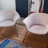 Pair of armchairs shell EGG rare rose PETAL Röthlisberger year 50