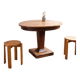 Table ronde en frêne, pied central mouluré, art déco