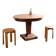 Table ronde en frêne, pied central mouluré, art déco