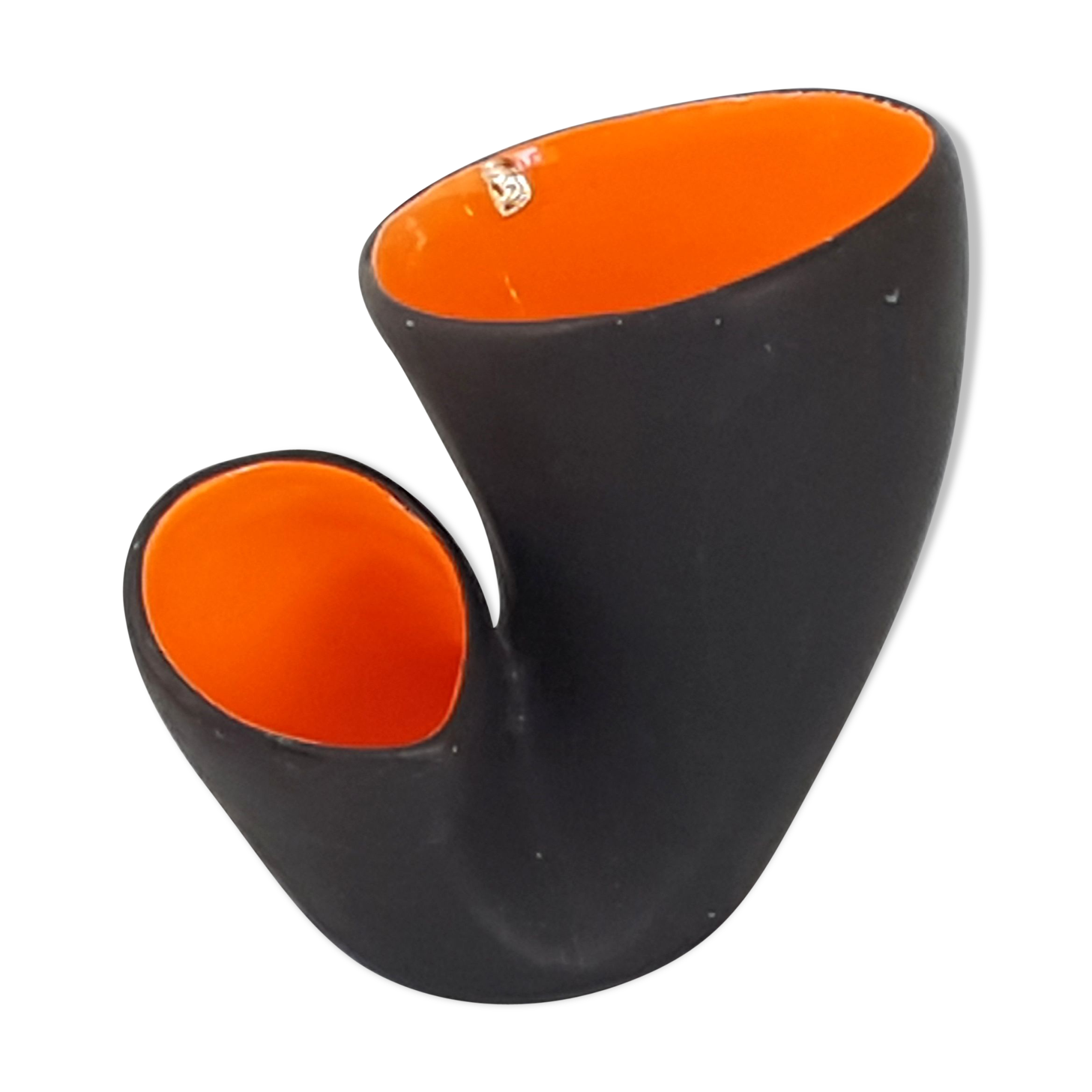 Black & orange vintage vase, 1950