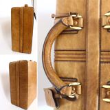 Set three vintage leather suitcases