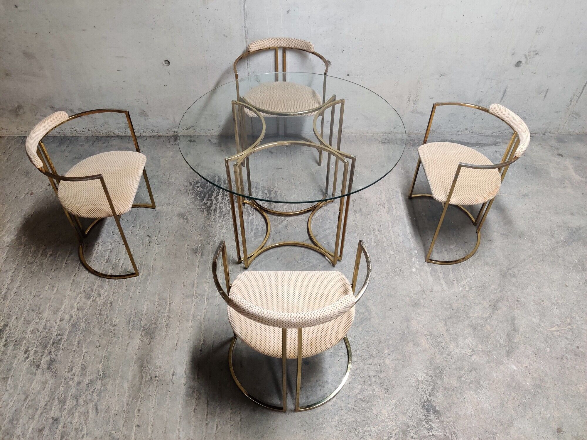 Vintage brass dining room set by Belgochrom, 1970s