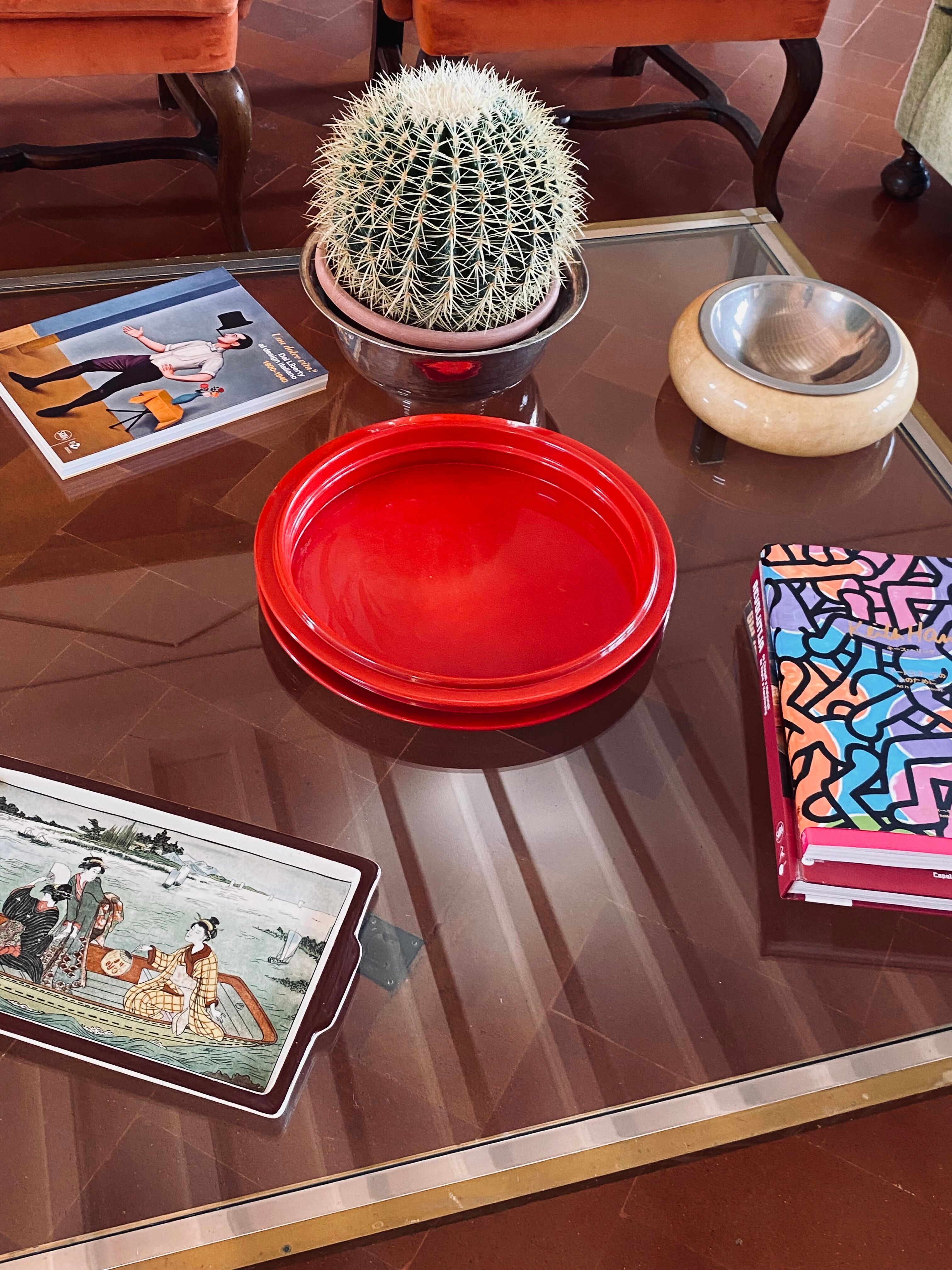 Gianfranco Frattini, red tray, Progetti Italy, 1970s