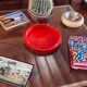 Gianfranco Frattini, red tray, Progetti Italy, 1970s