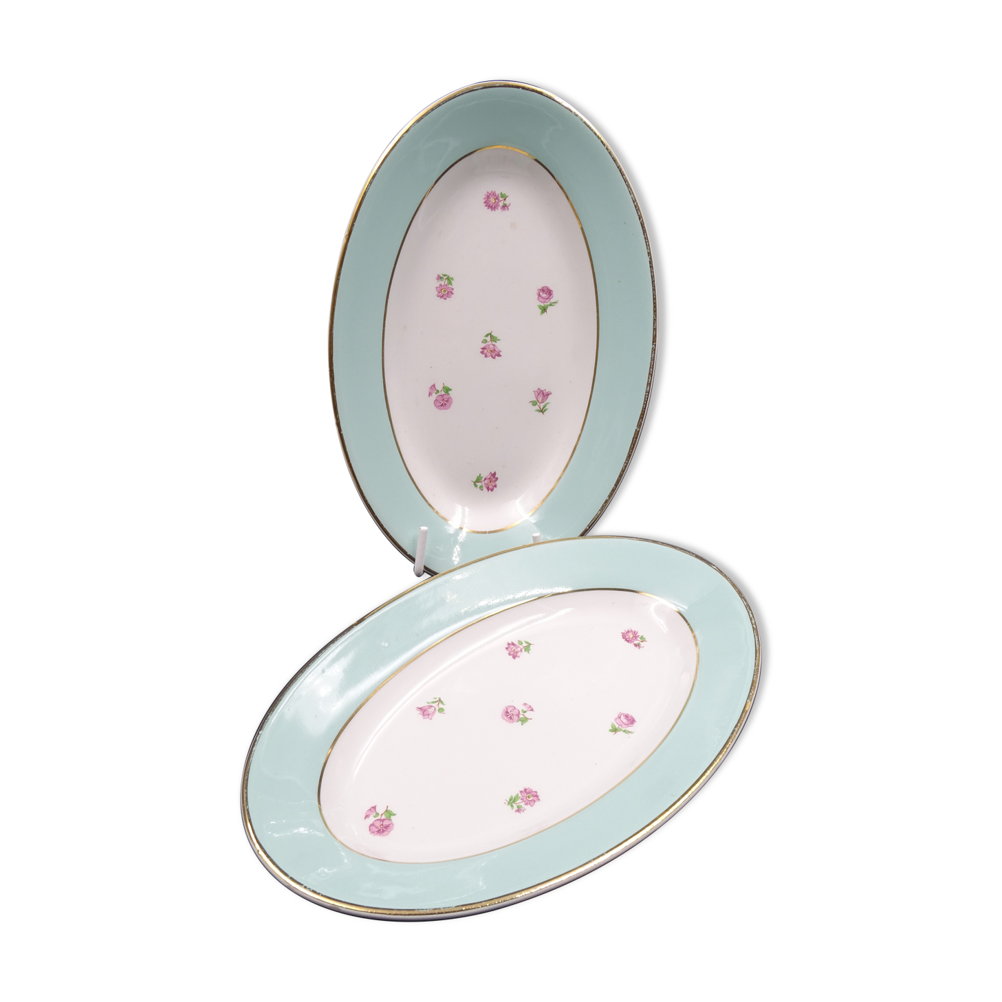 Pair of small cups or opaque porcelain ravines Model Duchess, St Amand Hamage