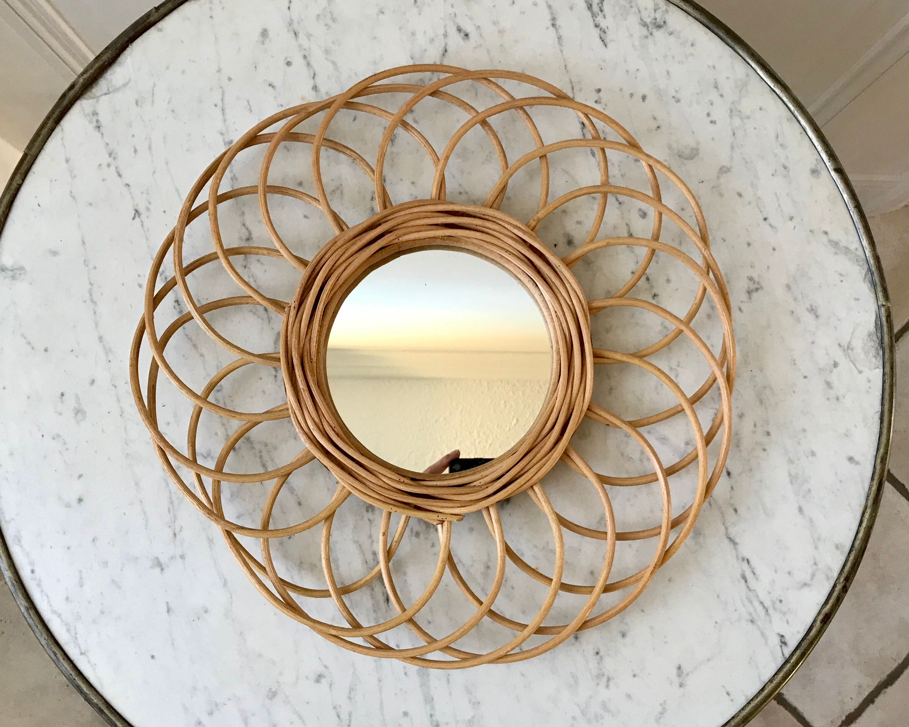 Vintage bamboo & rattan sun mirror