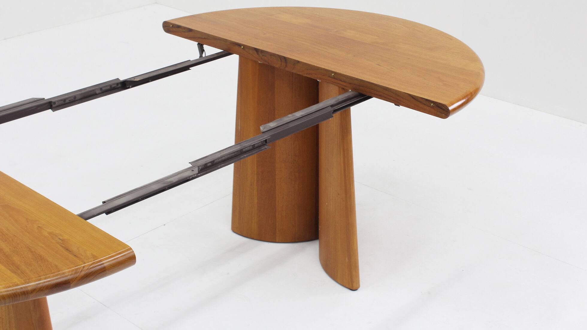 Vintage Danish round extendable dining table solid teak 1960s