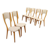 Chaises en hêtre et simili cuir des années 1960