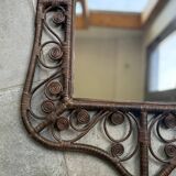 Rattan peacock mirror, 1970s