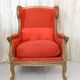 Fauteuil à oreilles en bois sculpté doré signé Maison Dienst Paris XIXeme siècle