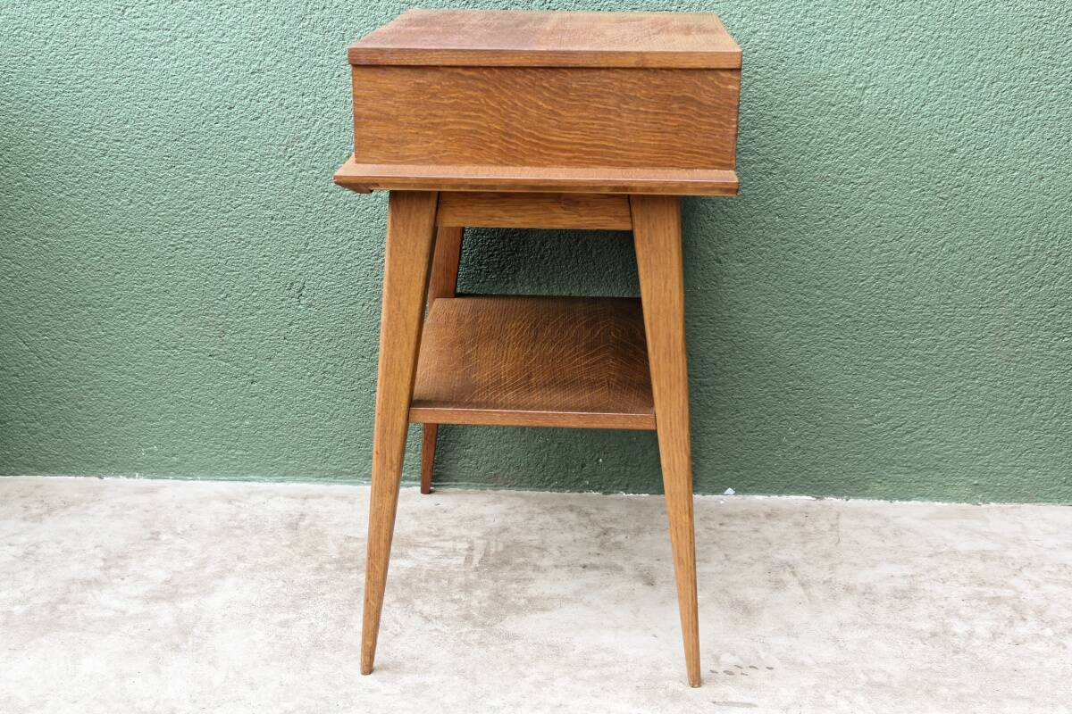 Pair of bedside tables, 1950s, compass legs