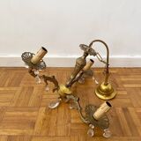 Antique 3-arm brass chandelier with tassels