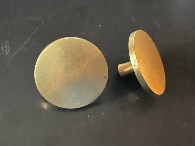 pair of old brass handle knobs