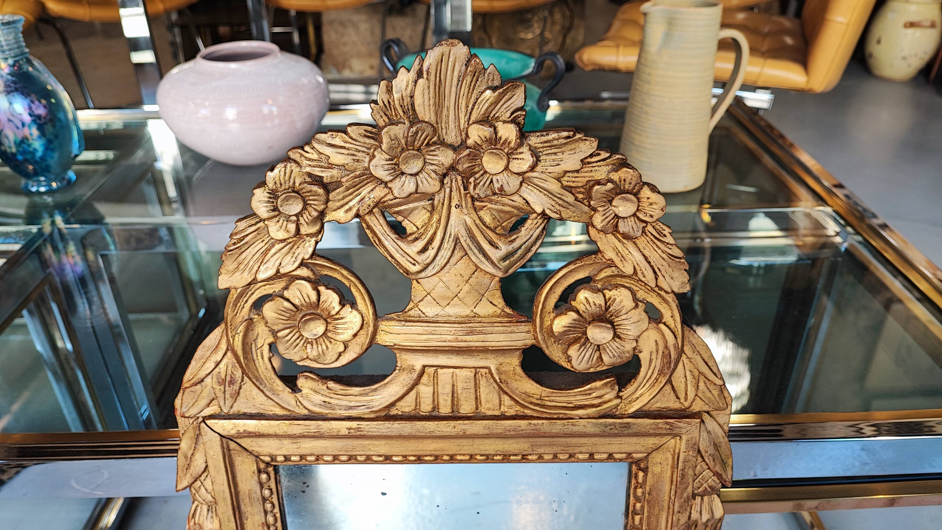 Louis XIV mirror in carved gilded wood, 18th century - 75 cm