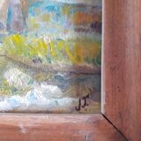 Small painting "Building on the edge of the torrent"