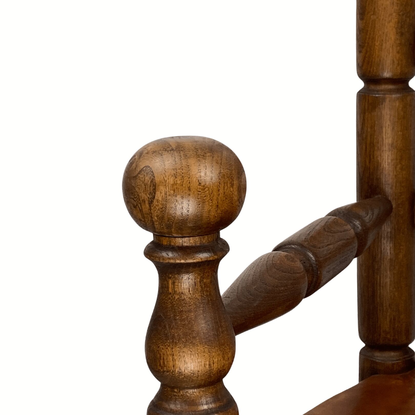 Rustic french farm chair, leather seat ca 1930s-1950s