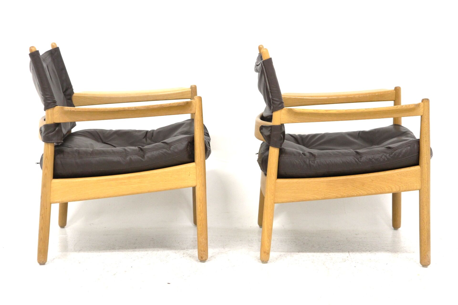 Set of 2 leather armchairs, Sweden, 1960