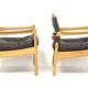 Set of 2 leather armchairs, Sweden, 1960