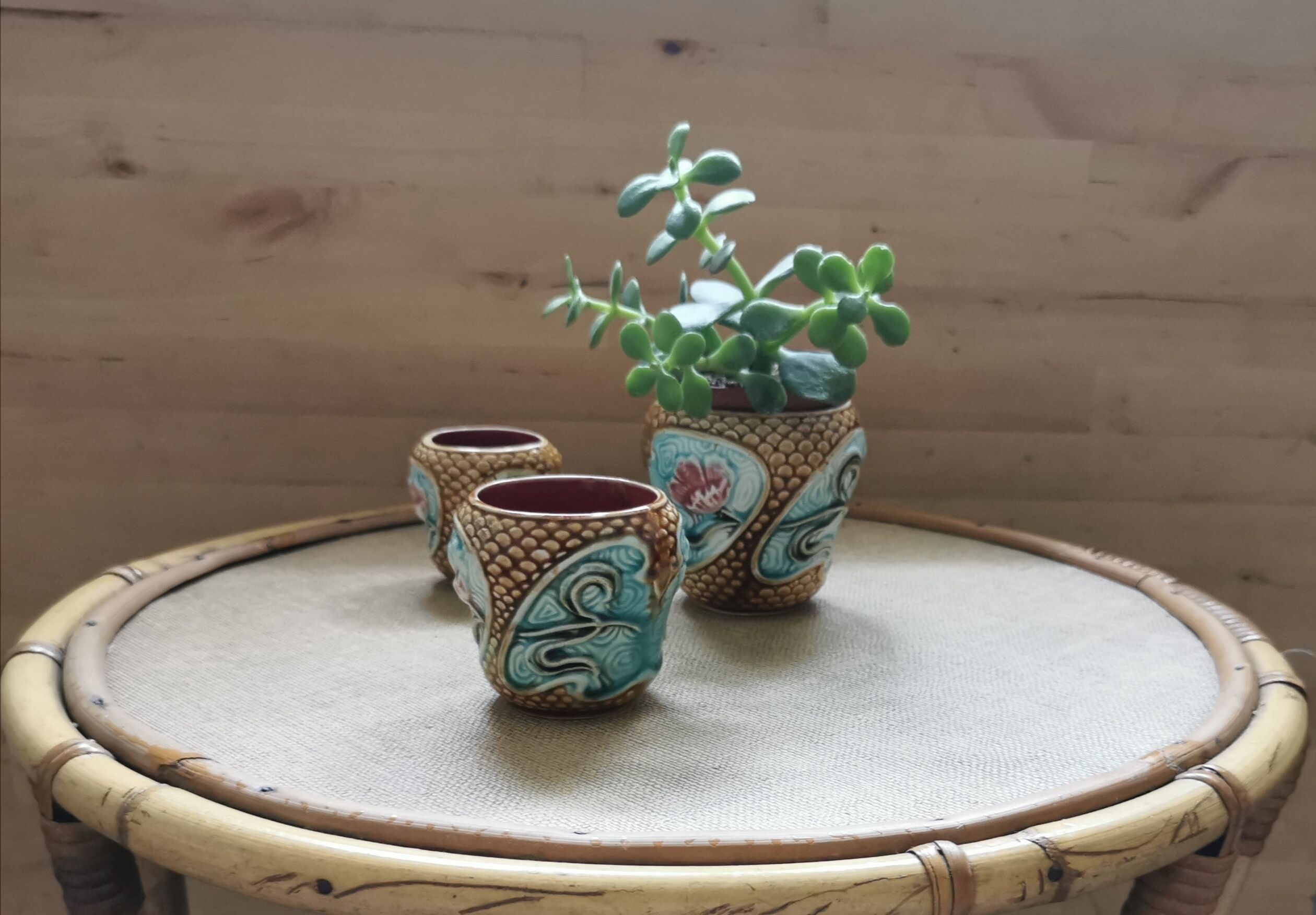 Vases plants in ancient dabbling