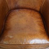 Set of 2 sheepskin leather club chairs