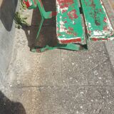 Ancien banc d' école patine vert rouge