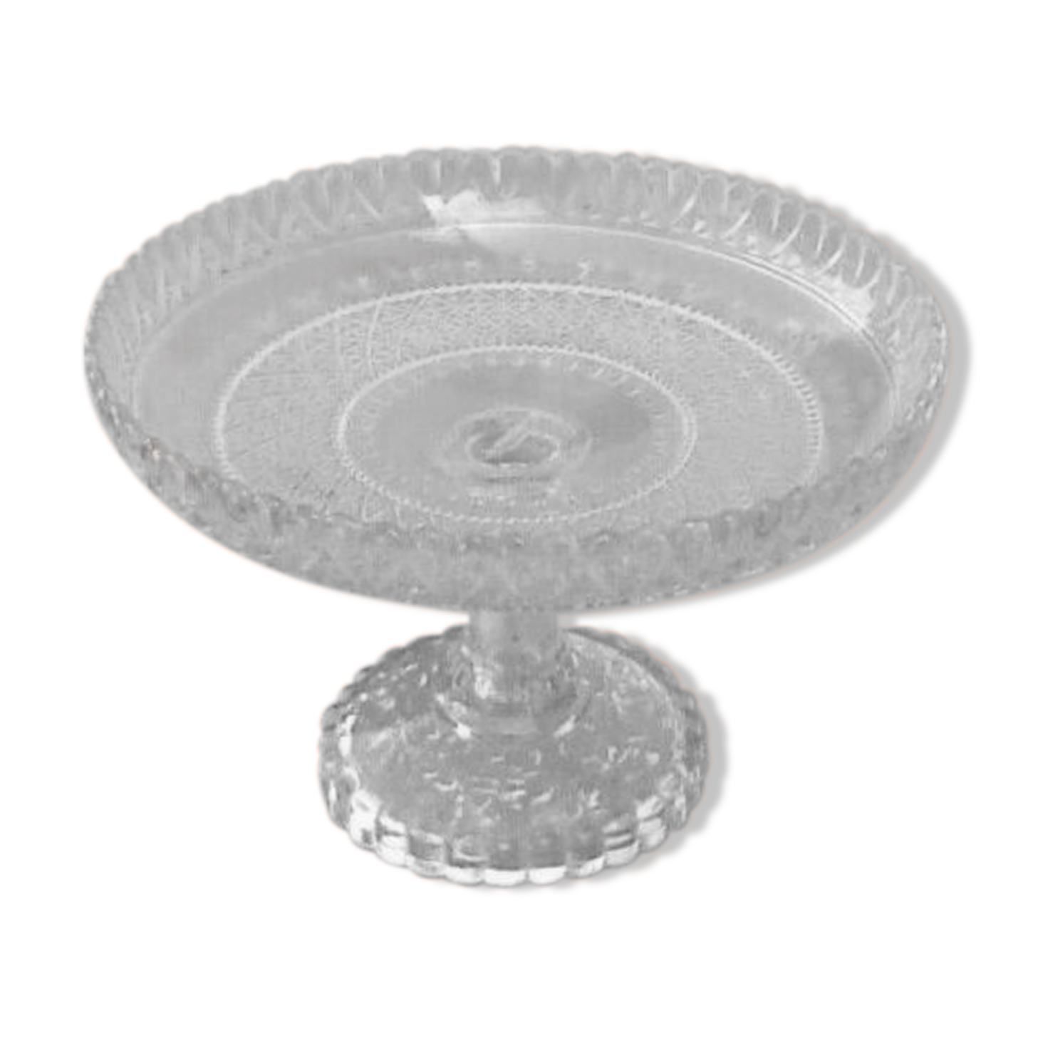 1930s Standing cut Transparent glass Scalloped décor Shower foot ...