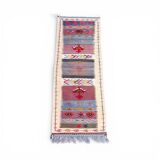 Moroccan kilim rug, handwoven Berber wool hallway rug.