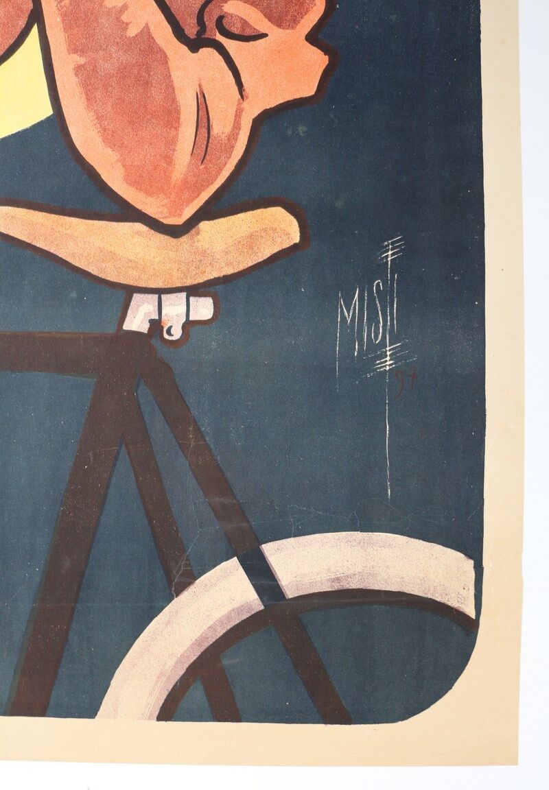 American crescent cycle bike poster signed Misti Litho Stars & Stripes lune 1898 litho