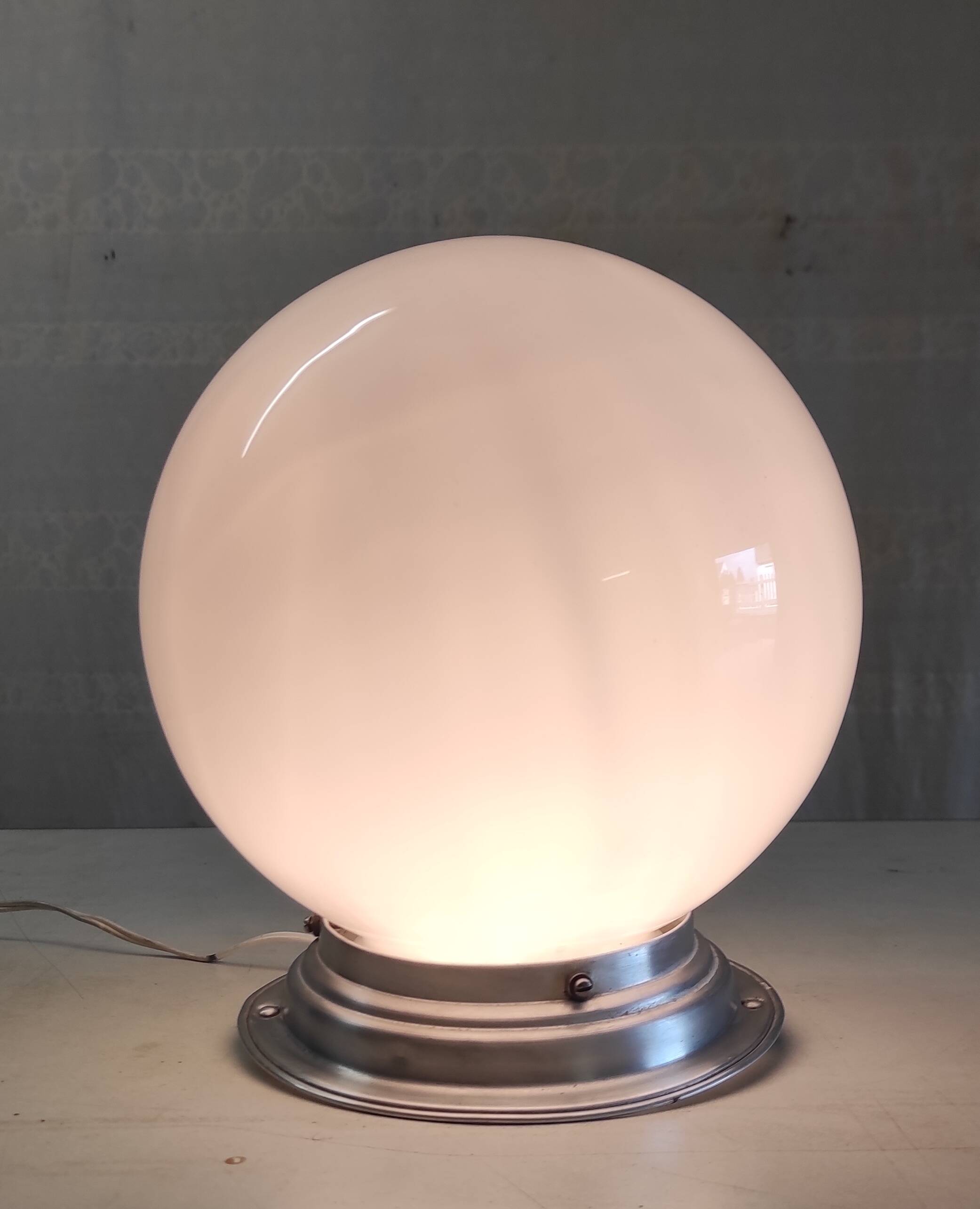 20cm opaline globe ceiling or table lamp - mid-20th century