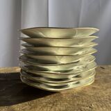 Set of 8 oyster plates or compartment plates, aquatic model Lourioux Fo.