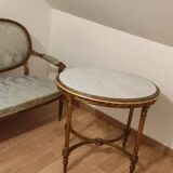 Gilded wood living room set and pedestal table